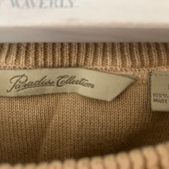 Paradise Collection Men’s Sweater Medium 100% Cotton Natural Fiber Camel Brown - Picture 4 of 6